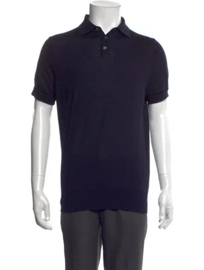 Pre-owned Suitsupply Merino Wool Collar Polo Sweater In Blue