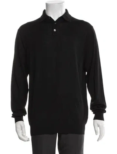 Pre-owned Suitsupply Merino Wool Collar Polo Sweater W/ Tags In Black