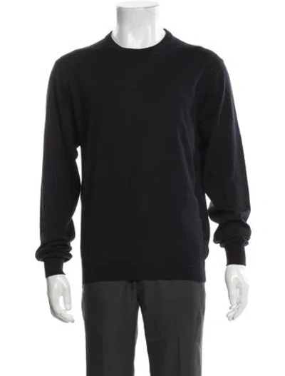 Pre-owned Suitsupply Merino Wool Crew Neck Sweatshirt In Blue