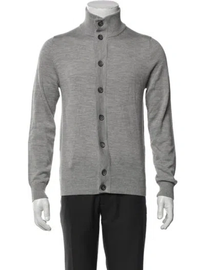 Pre-owned Suitsupply Merino Wool Turtleneck Cardigan In Gray