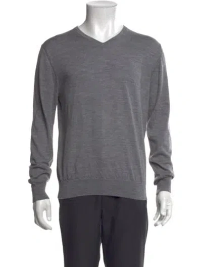 Pre-owned Suitsupply Merino Wool V-neck Pullover In Grey