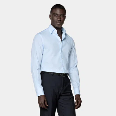 Suitsupply Mid Blue Checked Classic Collar Shirt