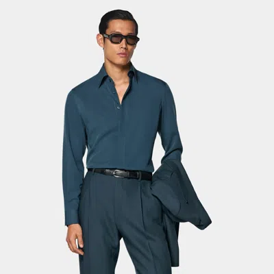 Suitsupply Mid Blue Lyocell Silk Shirt