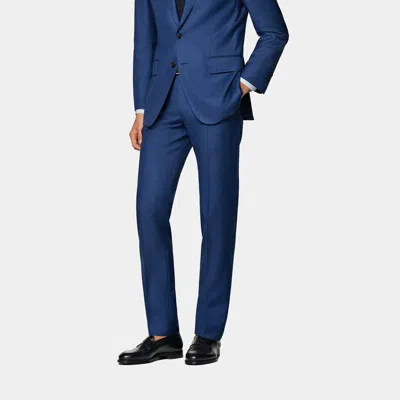 Suitsupply Mid Blue Slim Leg Straight Suit Pants