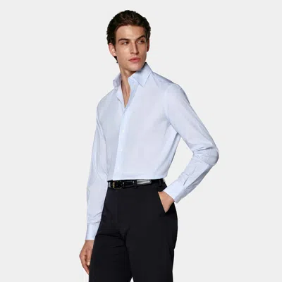 Suitsupply Mid Blue Striped Classic Collar Shirt