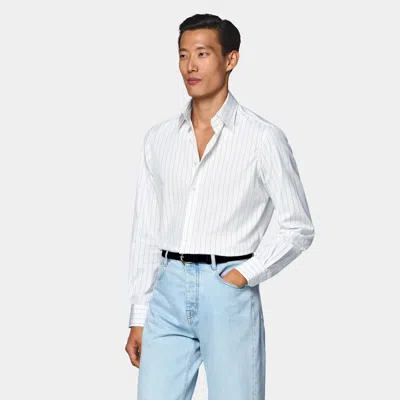 Suitsupply Mid Blue Striped Point Collar Shirt