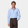 Suitsupply Light Blue Twill Tailored Fit Shirt