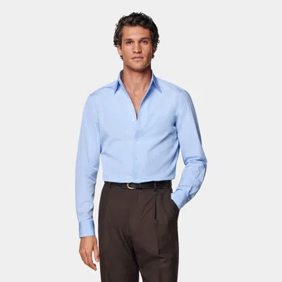 Suitsupply Light Blue Twill Tailored Fit Shirt