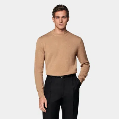 Suitsupply Mid Brown Crewneck In Neutral