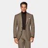 SUITSUPPLY SUITSUPPLY MID BROWN HOUNDSTOOTH TAILORED FIT HAVANA SUIT