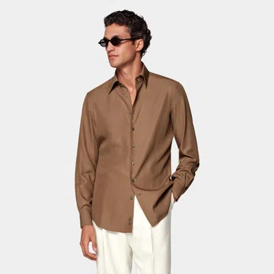Suitsupply Mid Brown Lyocell Shirt