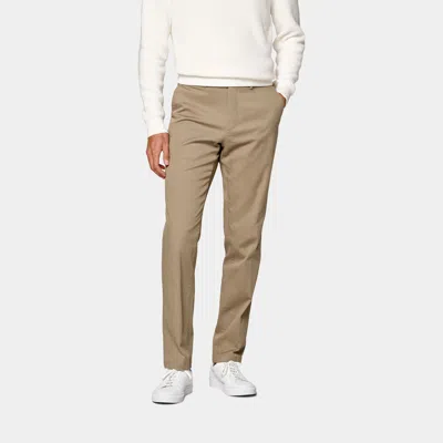 Suitsupply Mid Brown Slim Leg Straight Chinos In Green