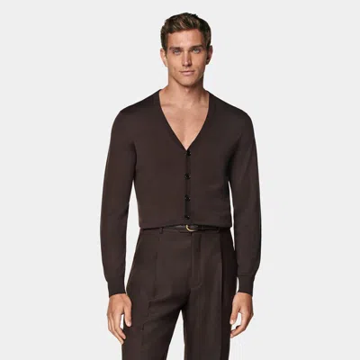 Suitsupply Mid Brown V-neck Cardigan