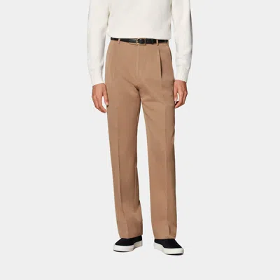 Suitsupply Mid Brown Wide Leg Straight Pants