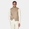 Suitsupply Mid Brown Zip Vest In Gray
