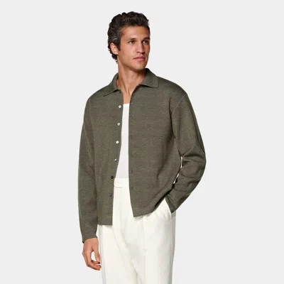 Suitsupply Mid Green Long Sleeve Polo Cardigan
