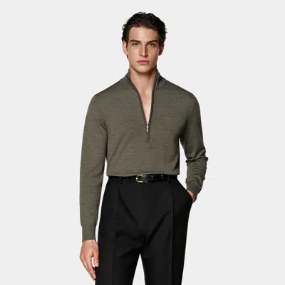 Suitsupply Mid Green Merino Half Zip