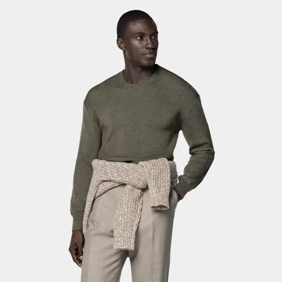 Suitsupply Mid Green Ribbed Merino Crewneck