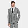 SUITSUPPLY SUITSUPPLY MID GREY HOUNDSTOOTH THREE-PIECE TAILORED FIT HAVANA SUIT