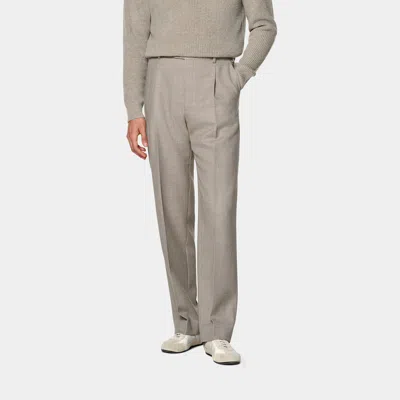 Suitsupply Mid Taupe Wide Leg Trousers