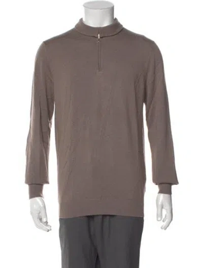 Pre-owned Suitsupply Mock Neck Long Sleeve Polo Sweater In Neutral