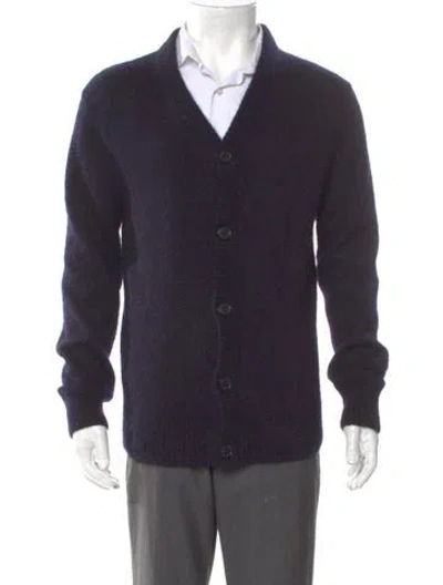 Pre-owned Suitsupply Mohair V-neck Cardigan In Blue