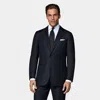 Suitsupply Navy Bird's Eye Tailored Fit Havana Suit Jacket