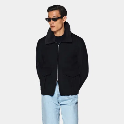 Suitsupply Navy Bomber Jacket In Blue