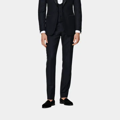 Suitsupply Navy Brescia Tuxedo Trousers In Black