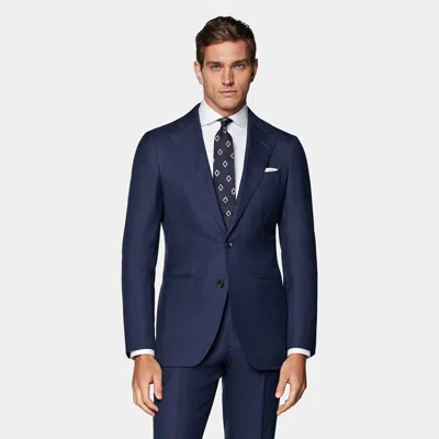 Suitsupply Navy Checked Havana Suit In Blue