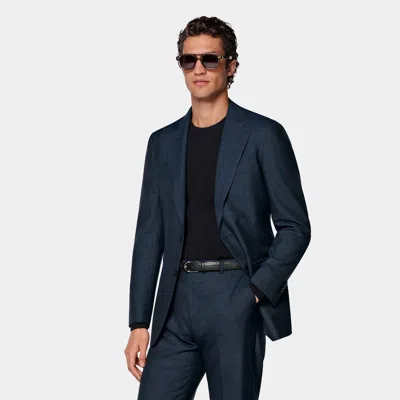 Suitsupply Navy Checked Perennial Tailored Fit Havana Suit