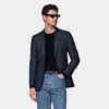Suitsupply Navy Checked Tailored Fit Havana Blazer In Blue