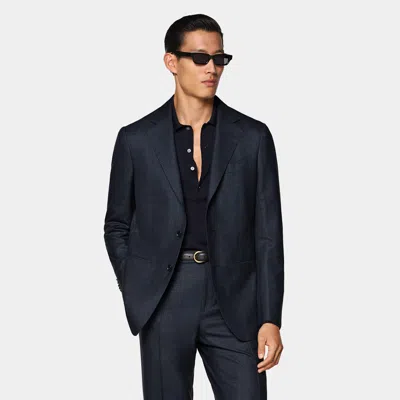 Suitsupply Navy Checked Tailored Fit Havana Suit In Blue