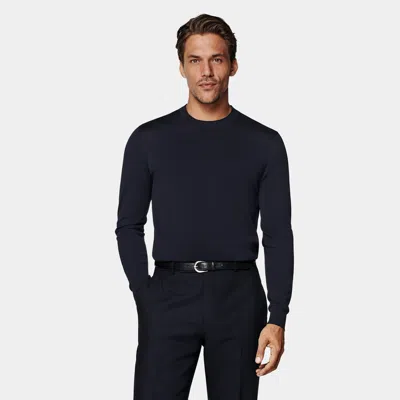 Suitsupply Navy Crewneck In Blue