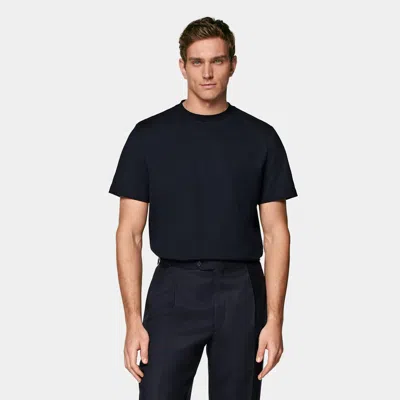 Suitsupply Navy Short Sleeve Crewneck In Black