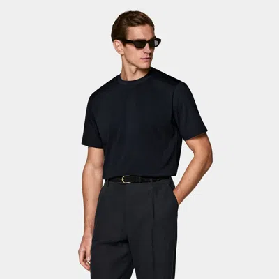 Suitsupply Navy Crewneck T-shirt In Blue
