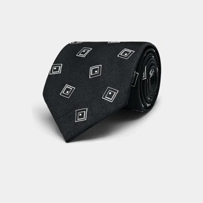 Suitsupply Navy Graphic Tie In Black