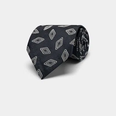 Suitsupply Navy Graphic Tie In Black