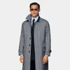 Suitsupply Navy Herringbone Relaxed Raglan Overcoat In Gray