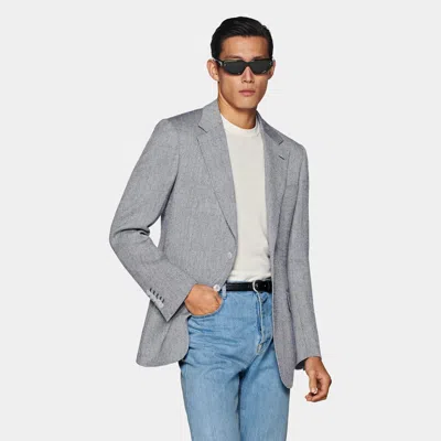 Suitsupply Navy Herringbone Tailored Fit Milano Blazer