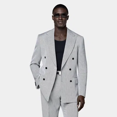 Suitsupply Navy Herringbone Tailored Fit Milano Suit In Blue