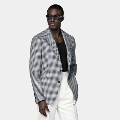 Suitsupply Navy Houndstooth Relaxed Fit Roma Blazer In Blue