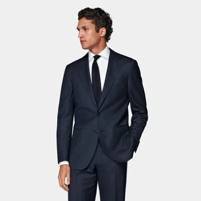 Suitsupply Navy Houndstooth Tailored Fit Havana Suit In Blue
