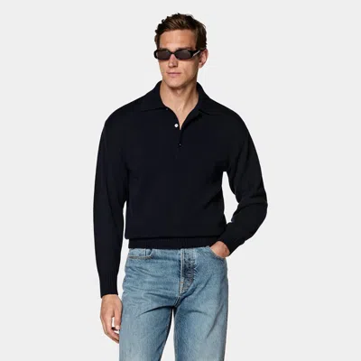 Suitsupply Navy Long Sleeve Polo