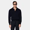 Suitsupply Navy Long Sleeve Polo In Blue