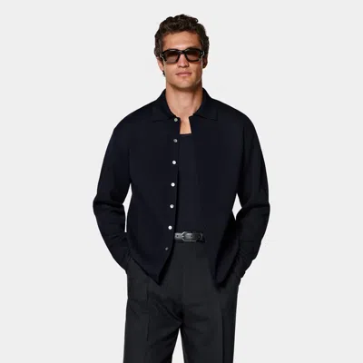 Suitsupply Navy Long Sleeve Polo Cardigan