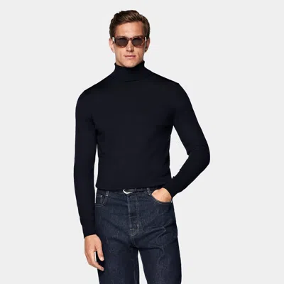 Suitsupply Navy Merino Turtleneck
