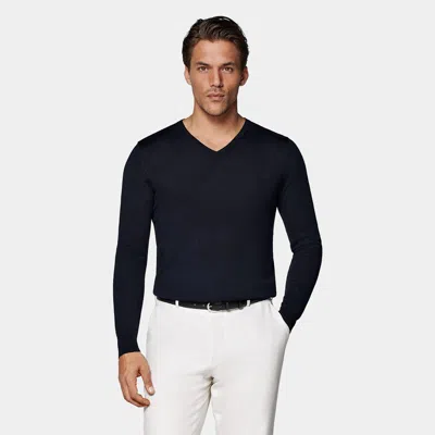Suitsupply Navy V-neck In Blue