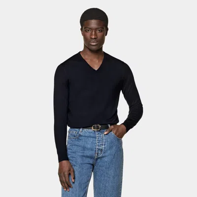 Suitsupply Navy Merino V-neck