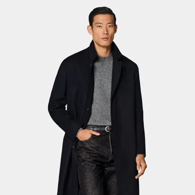 Suitsupply Navy Overcoat In Burgundy